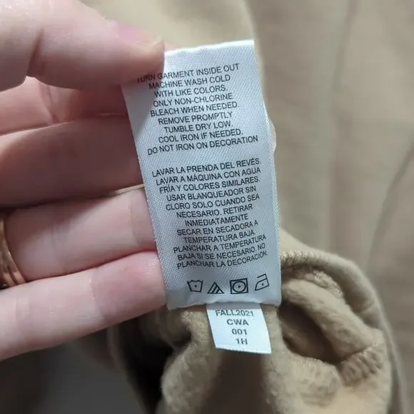 Champion Mock Neck Neutral Sweatshirt Long Sleeve Logo Beige Tan Size M - Picture 8 of 8